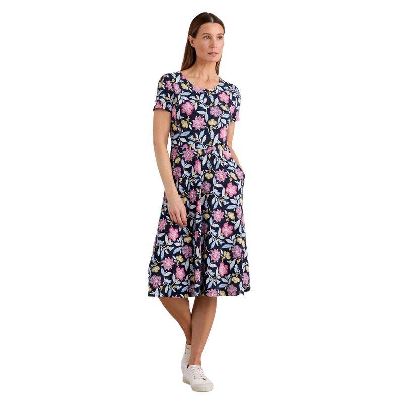 Seasalt Cornwall S/S April Dress Stone Flower Maritime image number 0