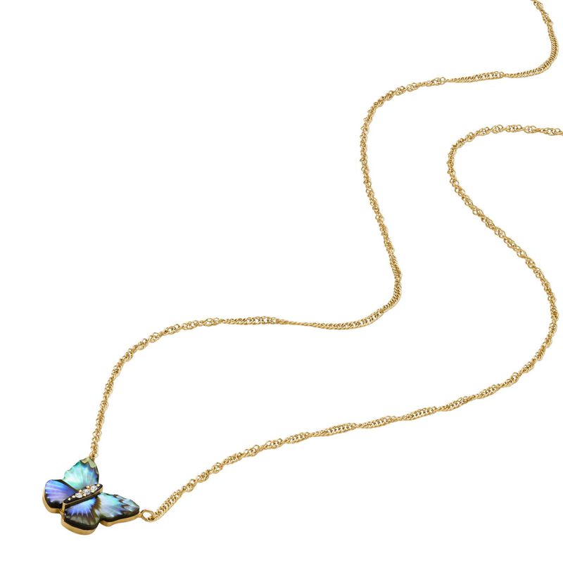 Fossil Sutton Butterfly Wings Multicolor Abalone Pendant Necklace image number 2