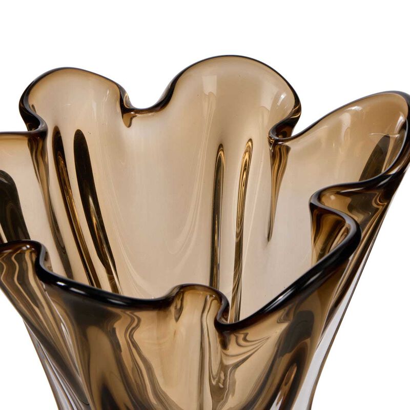 Amalfi Wavy Glass Vase Large - Amber image number 1