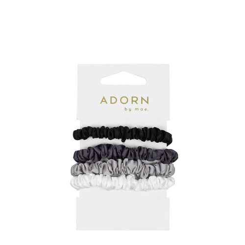 Adorn By Mae Elastics Slim Scrunchies Greys