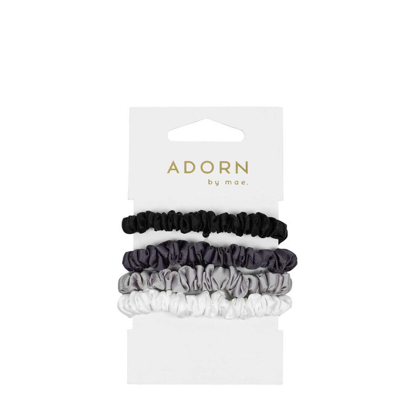 Adorn By Mae Elastics Slim Scrunchies Greys image number 0