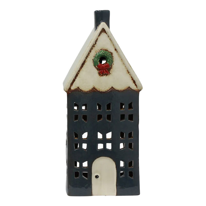 French Country Christmas Tea Light House Blue Large image number 0