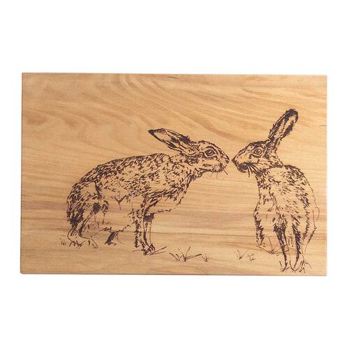 Selbrae House Beech Serving Board 30cm Kissing Hare