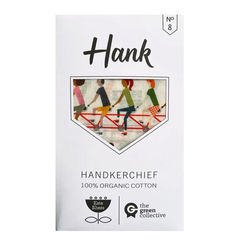 HANK 8. TANDEM BIKES by Kate Rhees Organic Cotton Handkerchief image number 0