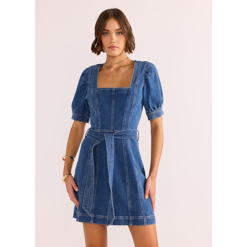 MINKPINK Ellis Denim Panel Mini Dress image number 2