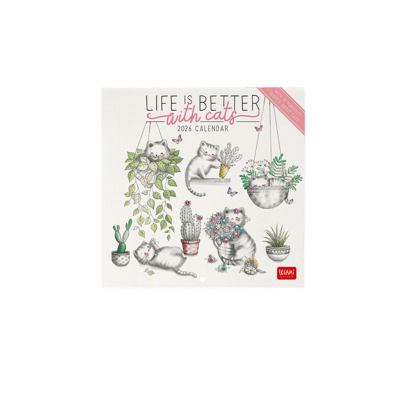 Legami Sketchy Cats 2026 Wall Calendar 18x18cm image number 0