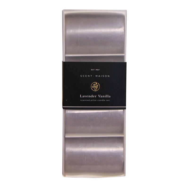 French Country Maison SET 4 Pillar Candle Lavender Vanilla 2x3" image number 0