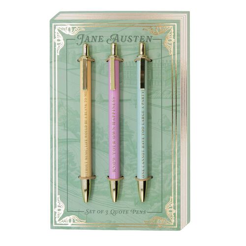The Reading Room Jane Austen Set of 3 Metal Pens