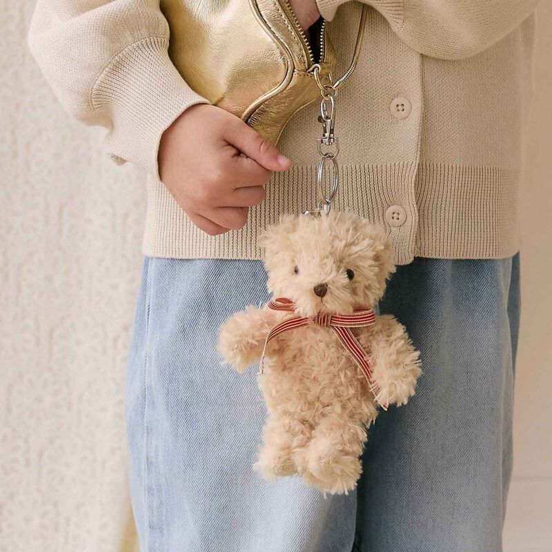 Snuggle Bunnies Arthur Keyring - Red Stripe Bow image number 1