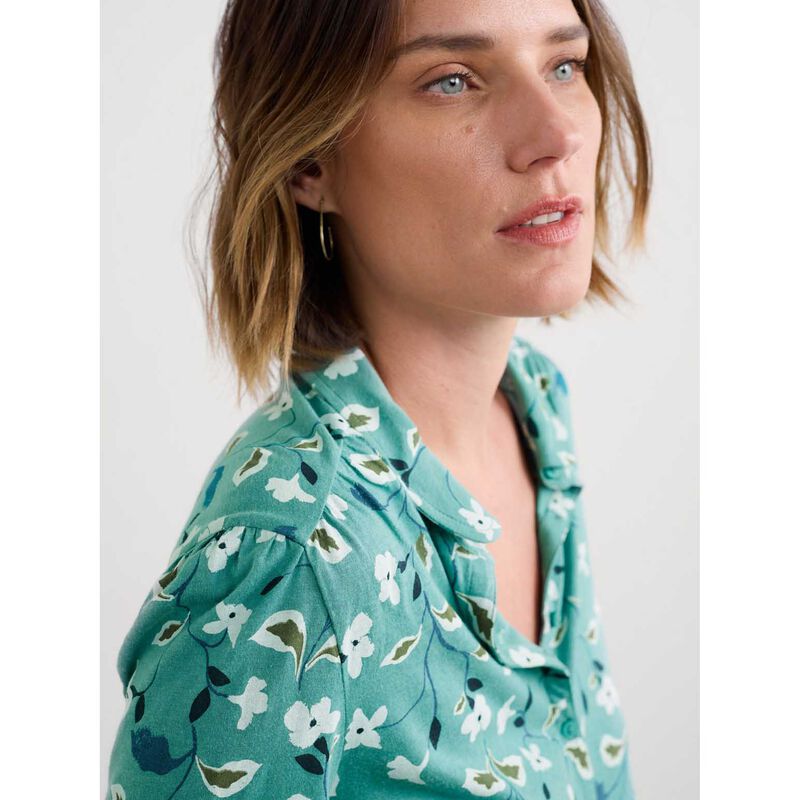 Seasalt Cornwall 3/4 Embrace Shirt Chalk Flower Sage Leaf image number 2