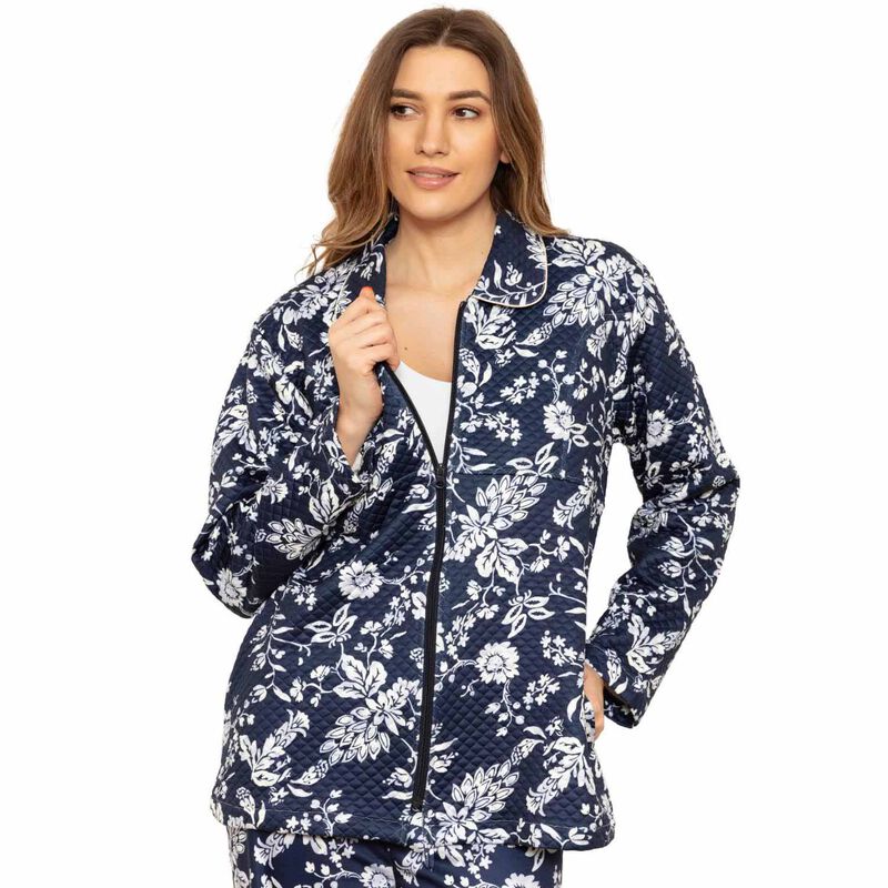 Cottonreal Midnight Fern Cotton Quilted Short Zip Jacket image number 0