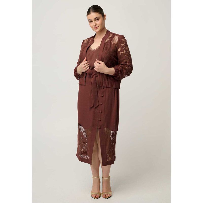 OnceWas Solene Placement Lace Bomber image number 3