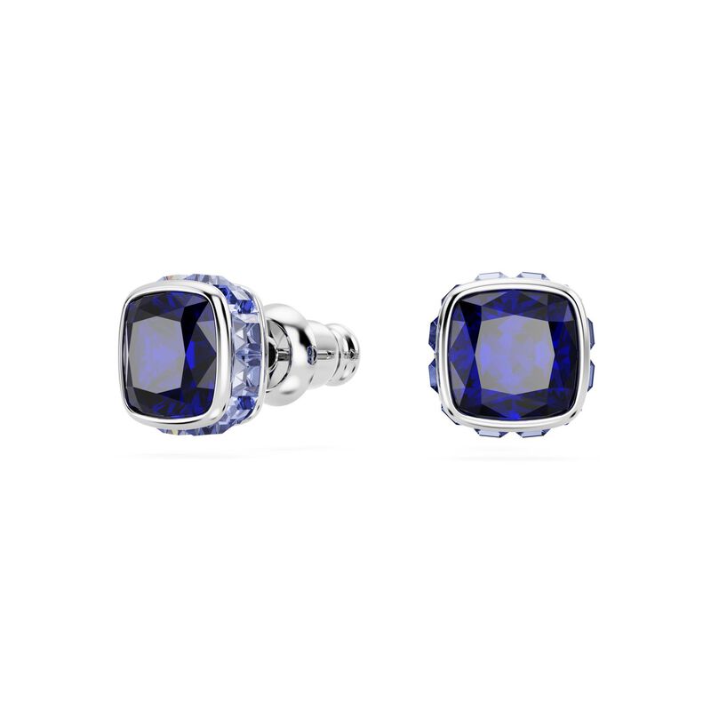 Swarovski Birthstone Square Cut Stud Earrings - September Blue image number 1