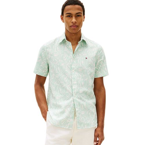 Tommy Hilfiger Linen Blend Printed Camp Shirt