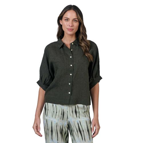 Naturals By O & J Licorice Button Top