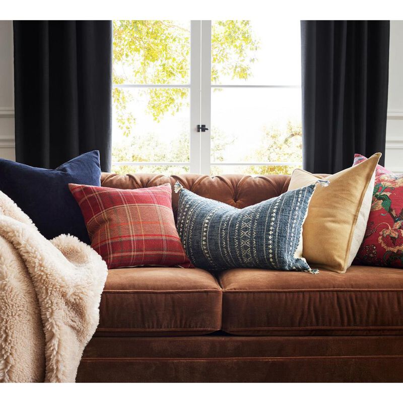 Pottery Barn Mullen Woven Lumbar Cushion Cover 66cm Indigo image number 2
