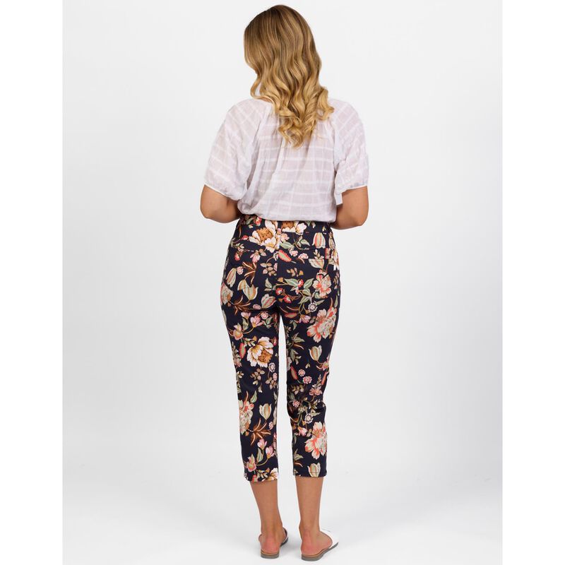 Vassalli Printed Lightweight Skinny Leg 7/8 Length Pant With Fly image number 1