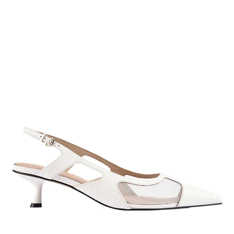 LANA WILKINSON Jamie Pump White Croc-Embossed Leather & Mesh image number 0