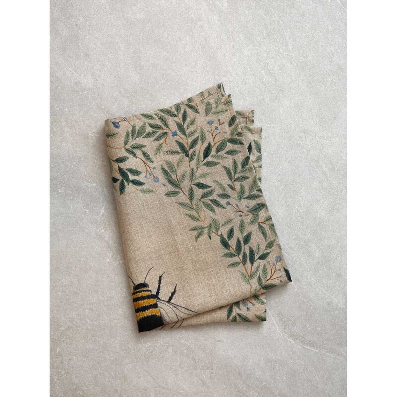 Wallace Cotton Botanical Bee Linen Tea Towel image number 2