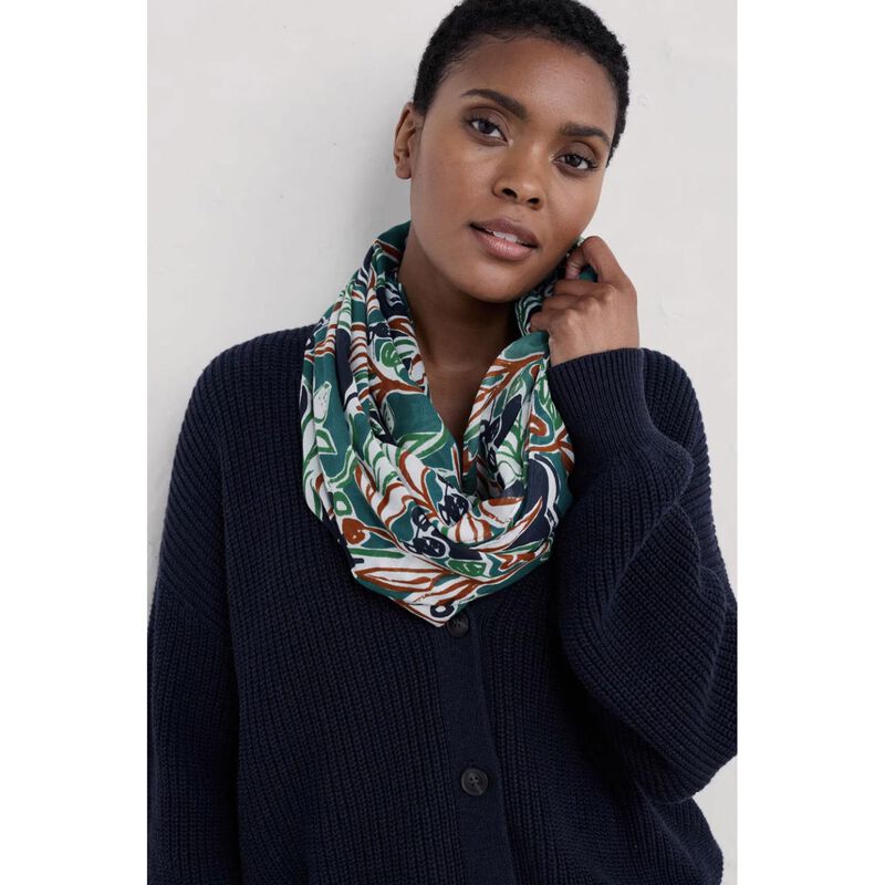 Seasalt Cornwall May Garland Circle Scarf Linear Citrus Rockpool image number 1