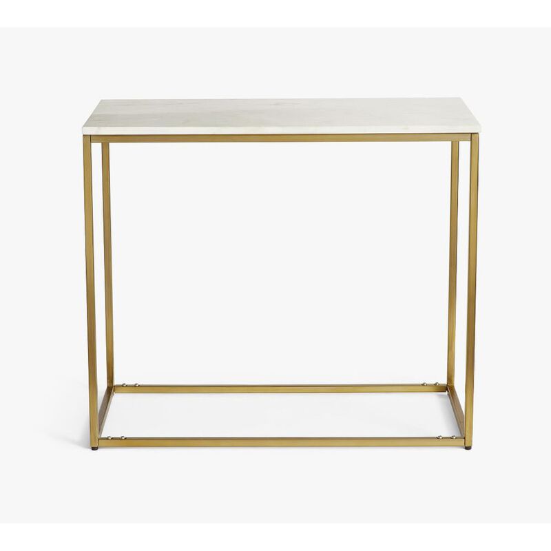 Pottery Barn Delaney Narrow Side Table Brass/Marble image number 2