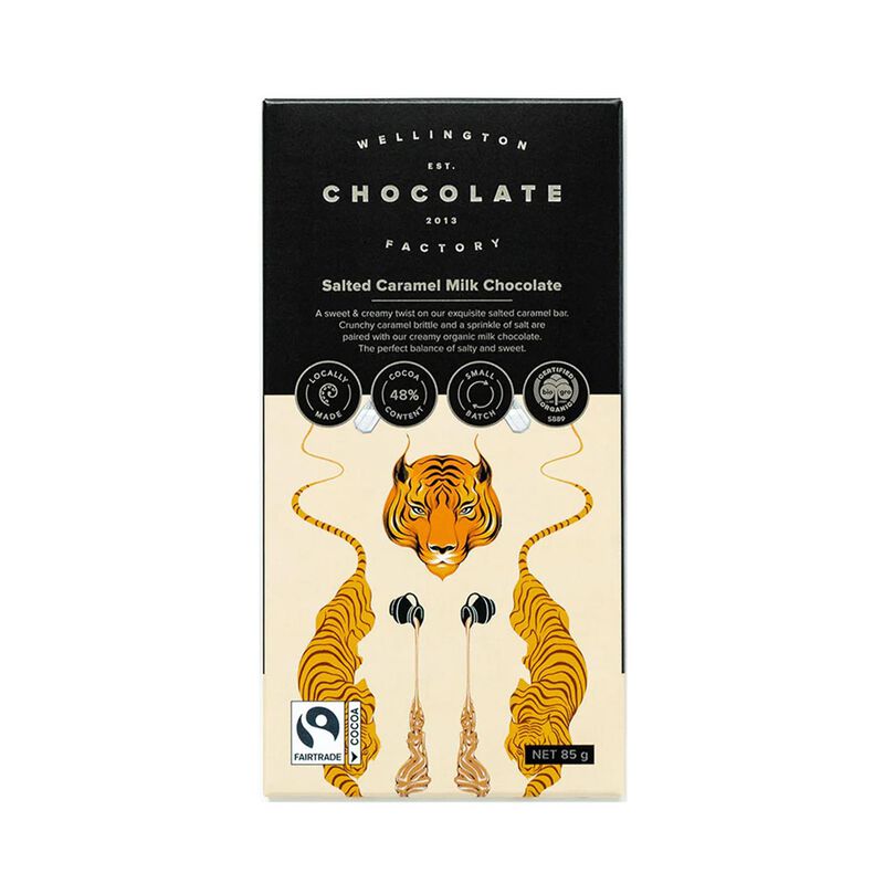 Wellington Chocolate Factory Salted Brittle Caramel Bar Milk 85g image number 0