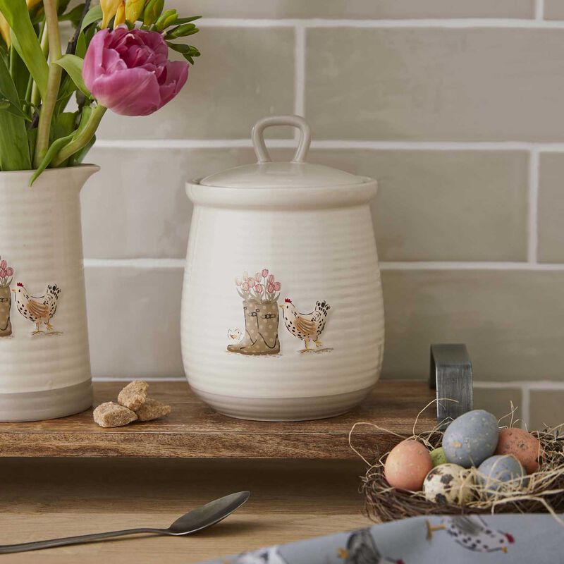 Cooksmart Hen House Lane Canister - Wellies & Hens image number 1