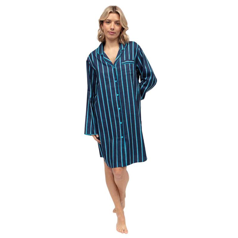 Cyberjammies Marina Navy Printed Stripe L/S Nightshirt image number 0
