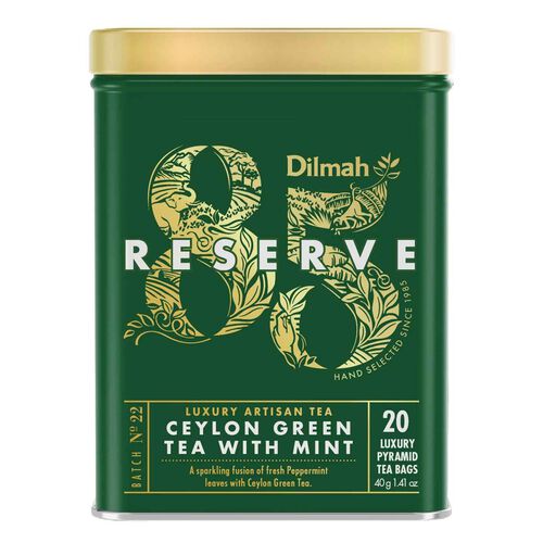 Dilmah 85 Reserve Tin Ceylon Green with Mint 20 Pyramid