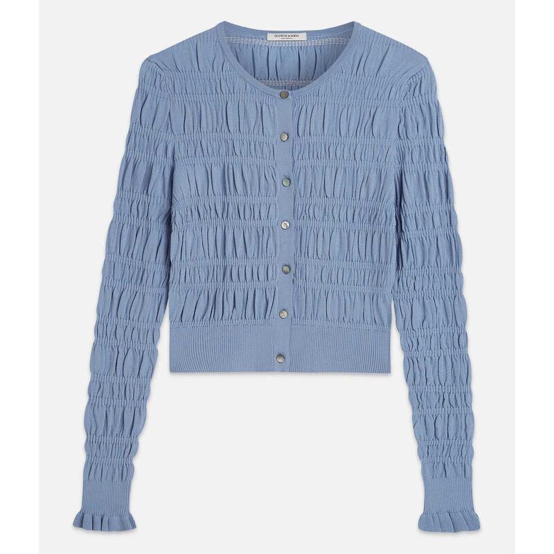Scotch & Soda Smock Stitch Crew Neck Cardigan image number 2