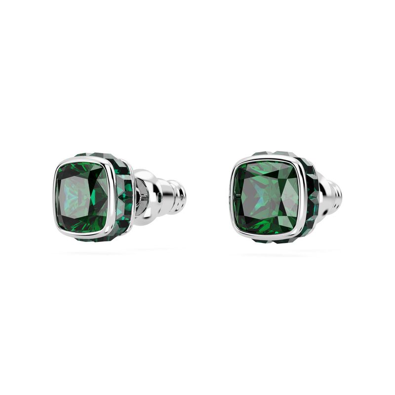 Swarovski Birthstone Square Cut Stud Earrings - May Green image number 2