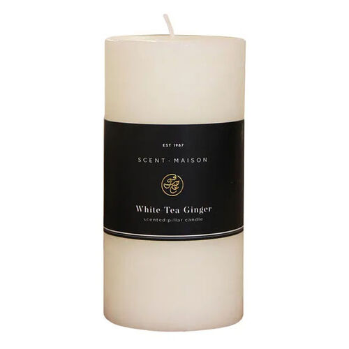 French Country Maison Pillar Candle White Tea Ginger 3x6"