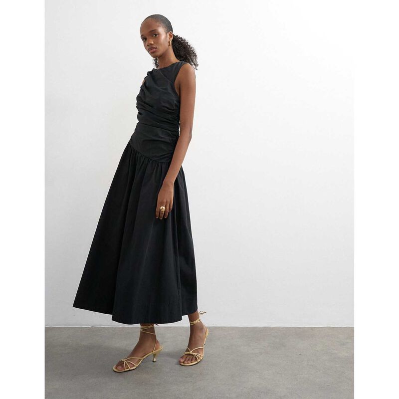 TOPSHOP Caros Poplin Ruched Maxi Dress image number 3