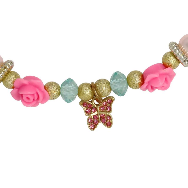 Pink Poppy Butterfly Flower Necklace image number 1