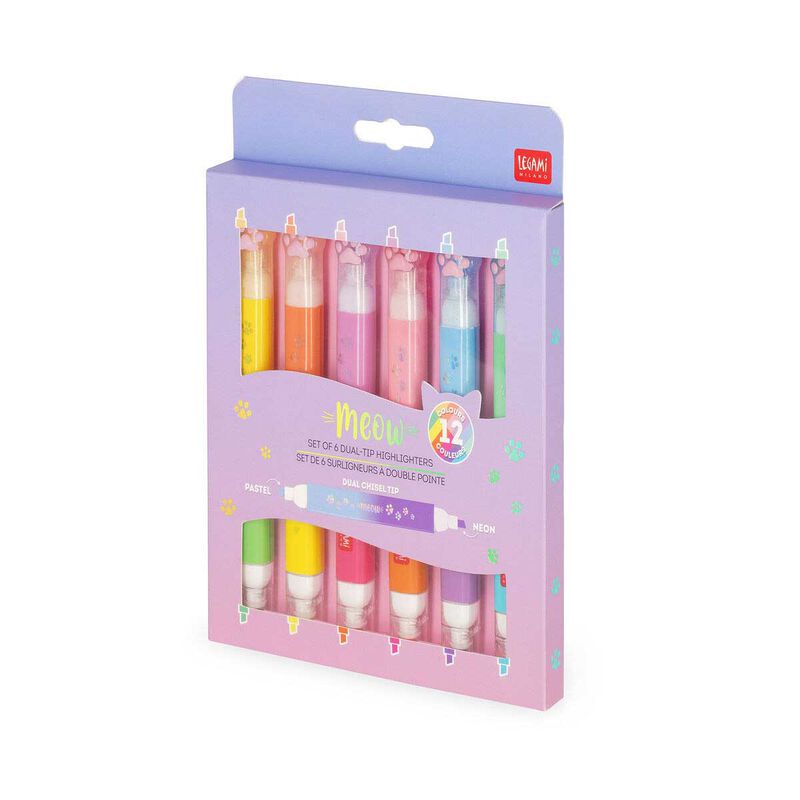 Legami Kitty Dual-Tip Highlighters - Set of 6 image number 1