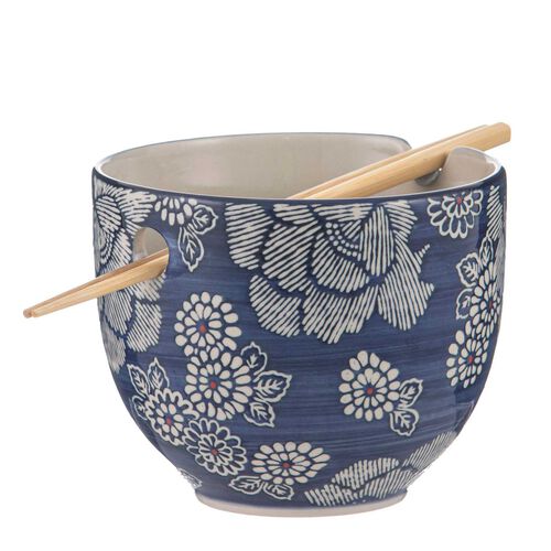 Ladelle Nara Bloom Noodle Bowl With Chopsticks
