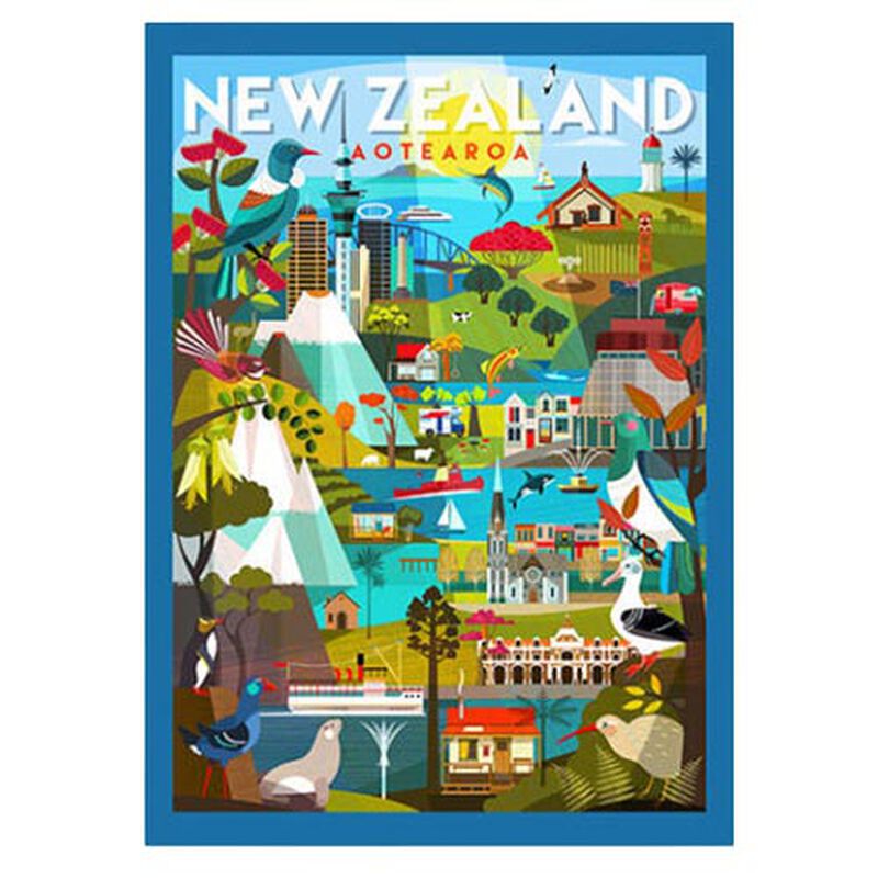 NZ Travel Destinations Tea Towel 70x50cm image number 0