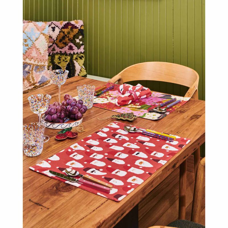 Kip&Co Hohoho Red Linen 4P Placemat Set image number 1