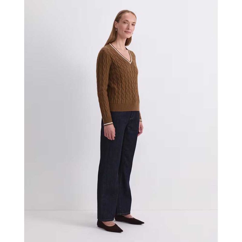Sportscraft Merino Cable V-Neck Sweater image number 7