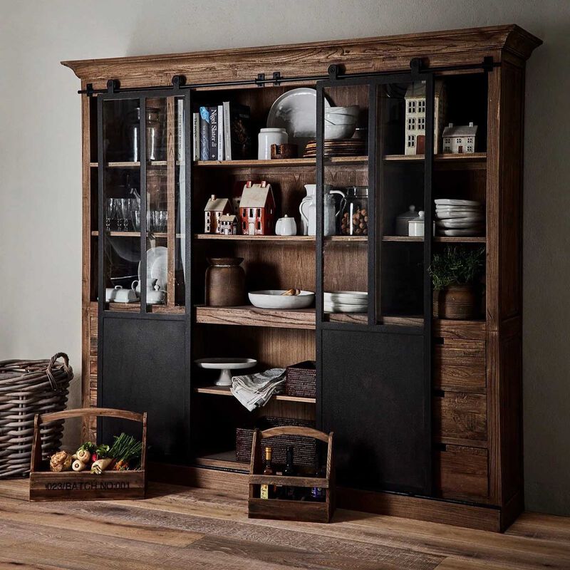 French Country Sliding Door Double Cabinet Base image number 1
