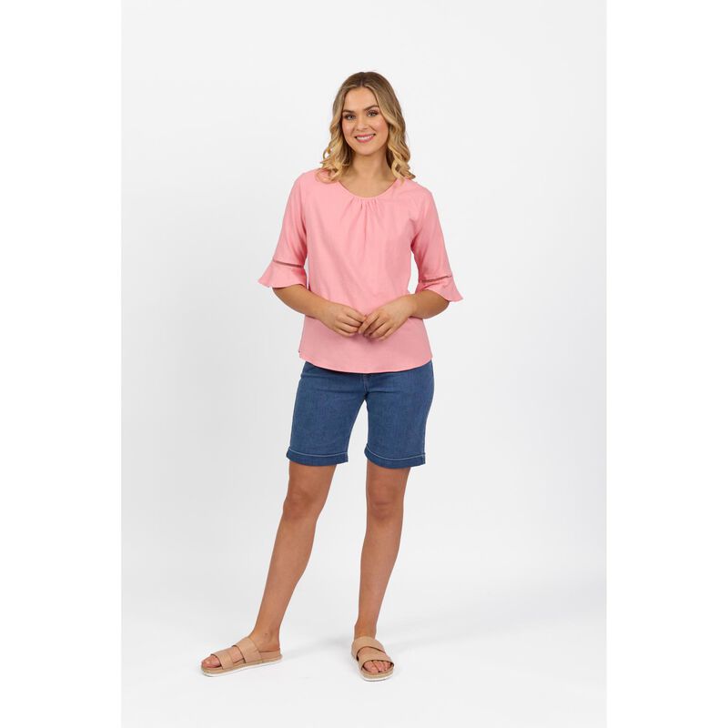 Vassalli Round Neck Top With Elbow Length Frill Sleeve image number 7