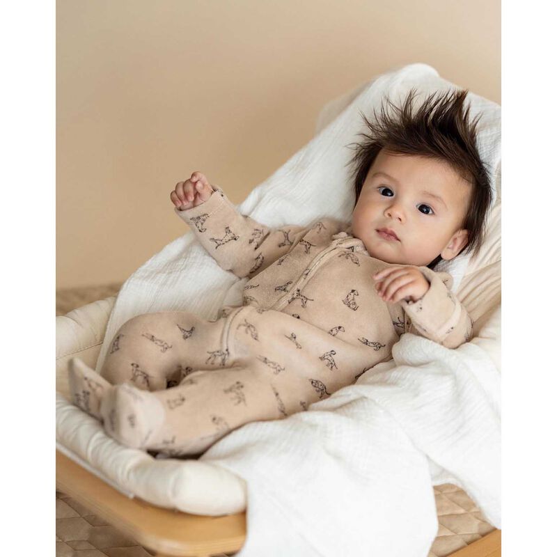 B&eacute;b&eacute; Otto Velour Zip Onesie image number 1