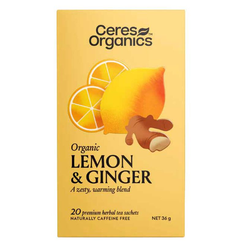 Ceres Organics Lemon & Ginger Tea 20 Sachets image number 0