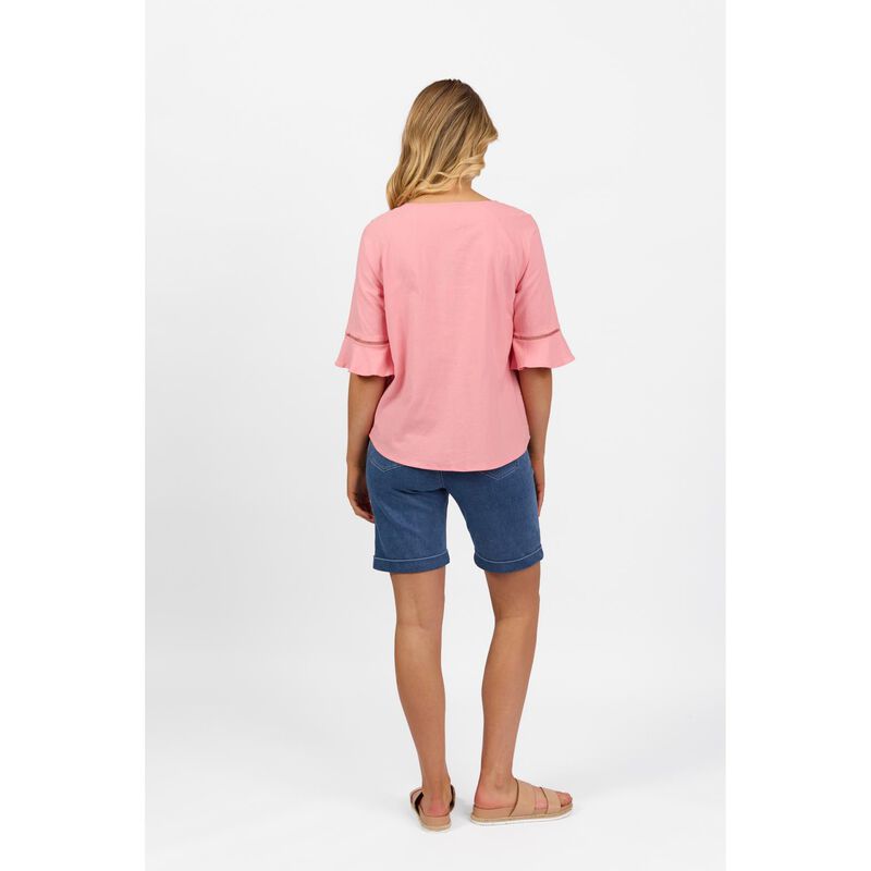 Vassalli Round Neck Top With Elbow Length Frill Sleeve image number 5