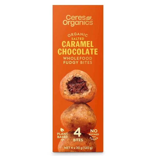 Ceres Organics Fudgy Bites Salted Caramel Chocolate 4 x 30G Bag