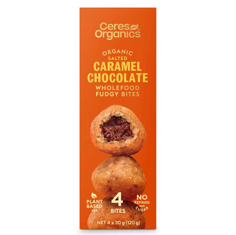 Ceres Organics Fudgy Bites Salted Caramel Chocolate 4 x 30G Bag image number 0