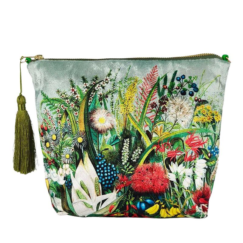 NZ Native Flowers Velvet Cosmetic Bag image number 0