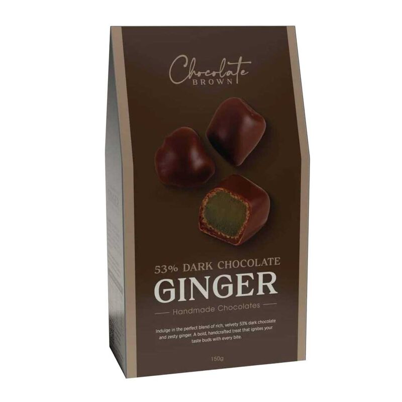 Chocolate Brown Artisan Chocolates Ginger 53% Dark 150g image number 0