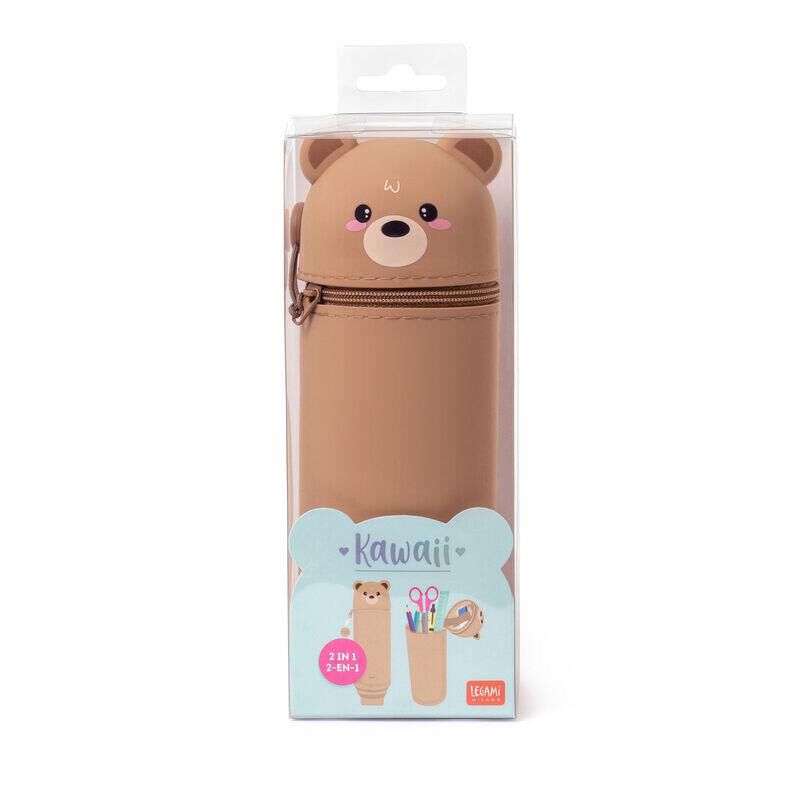 Legami Kawaii 2-in-1 Soft Silicone Pencil Case - Teddy Bear image number 3