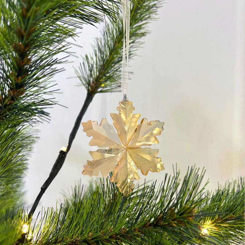 Stellar Haus Crystal Snowflake 8cm Ornament Champagne image number 0